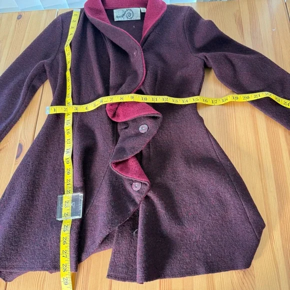 Anthropologie Rosie Neira 100% Wool Purple Ruffle Blazer Jacket Witchy S - Picture 5 of 10